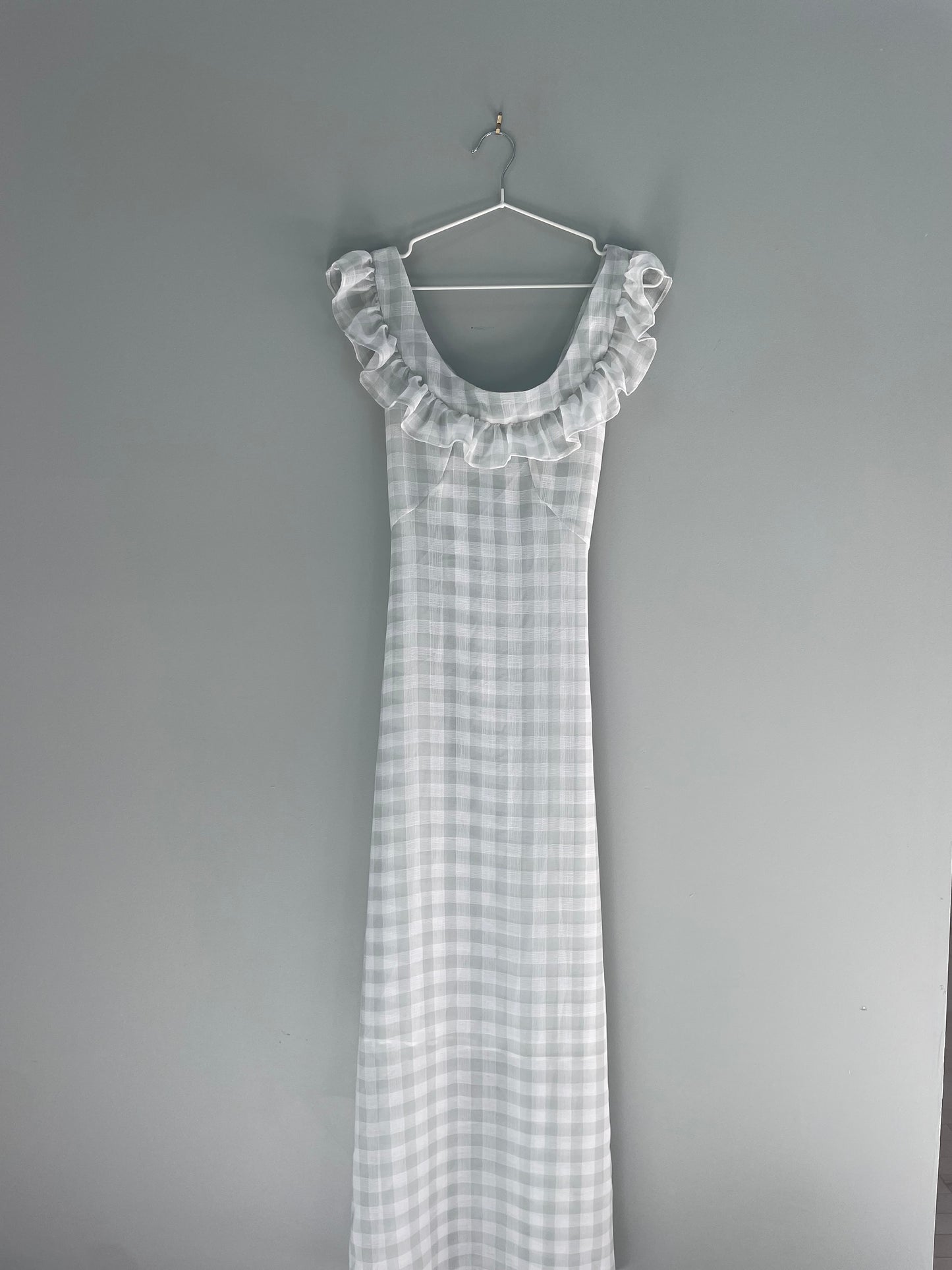 Baby blue gingham midi dress