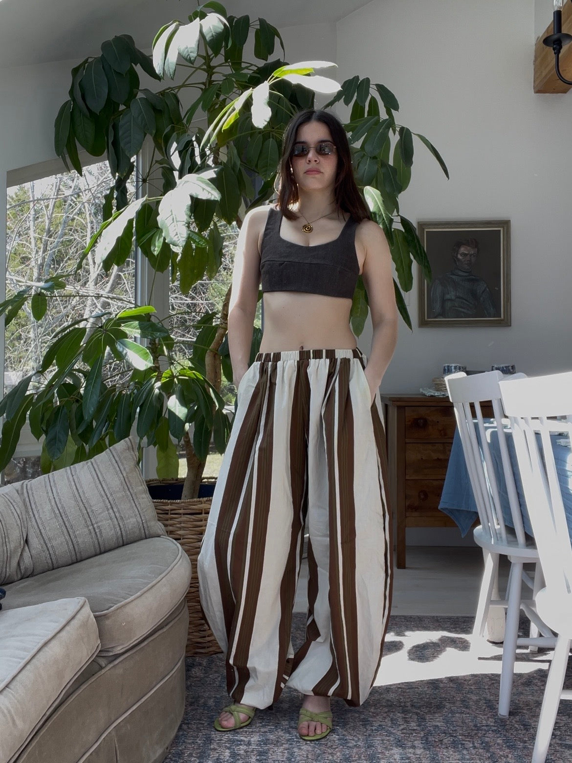Brown denim bra top