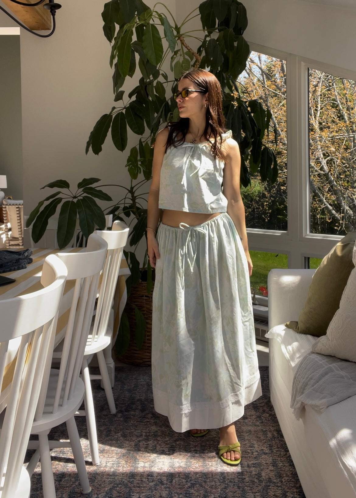 Blue floral maxi skirt
