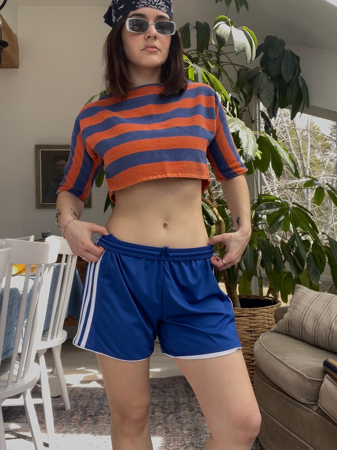 Towel top - Orange/blue stripe