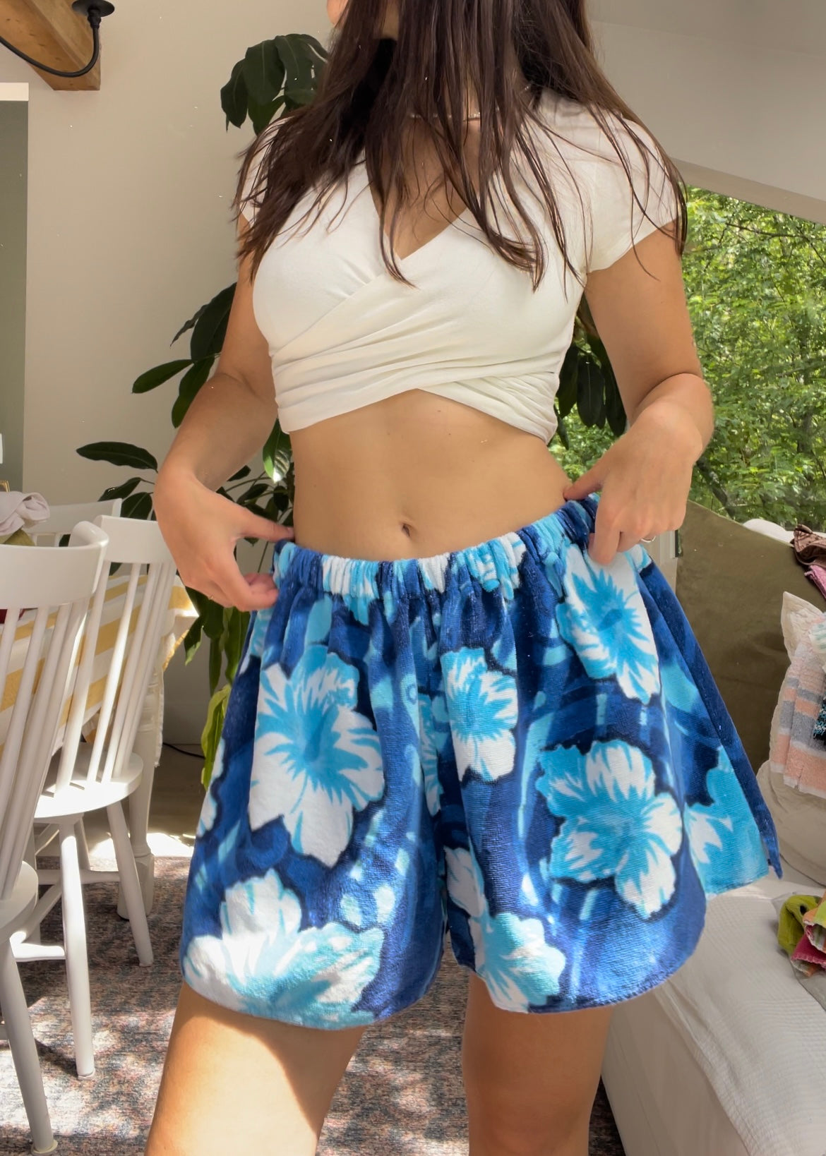 Towel short - Blue hibiscus