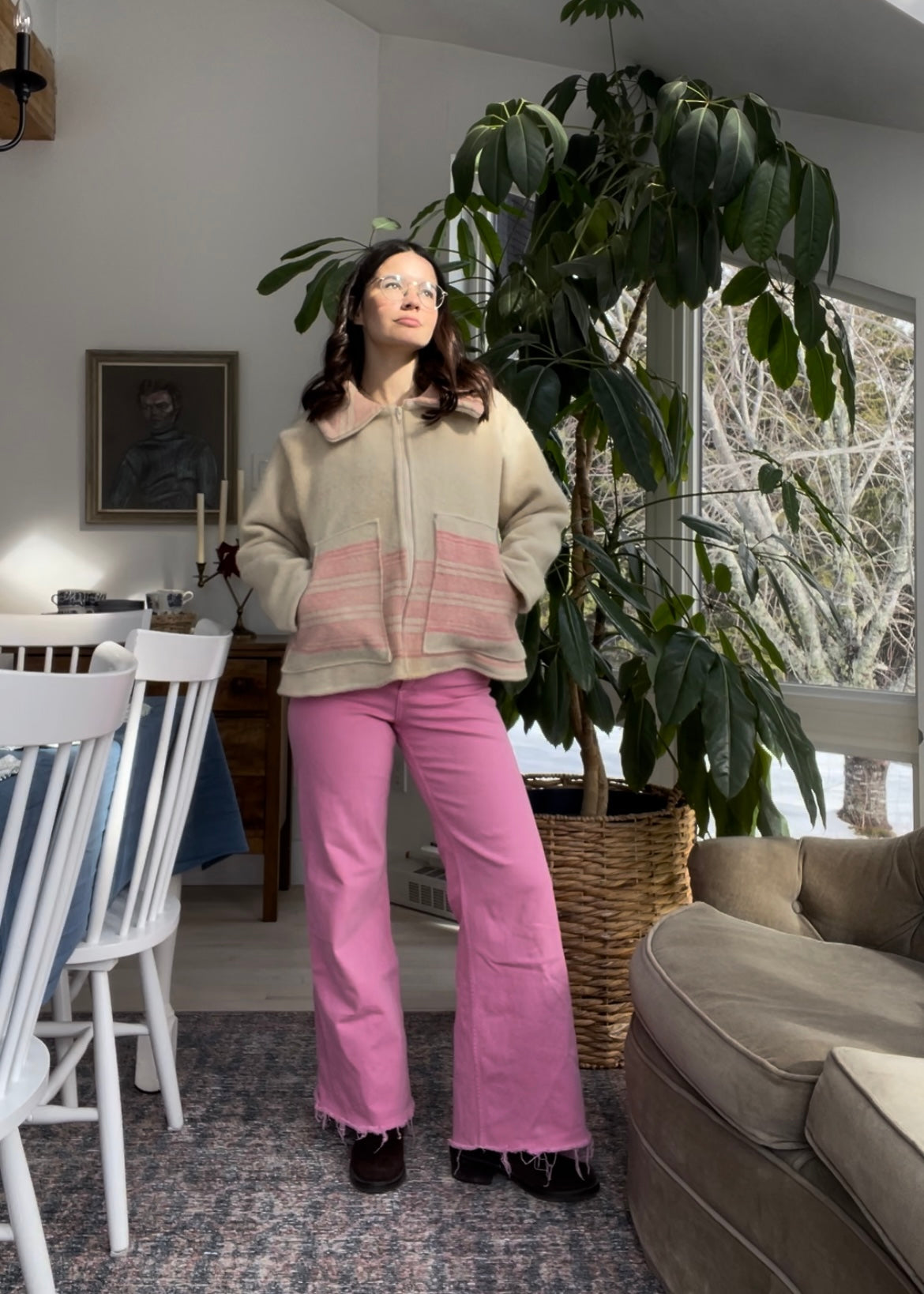 Blanket jacket - Pink stripe
