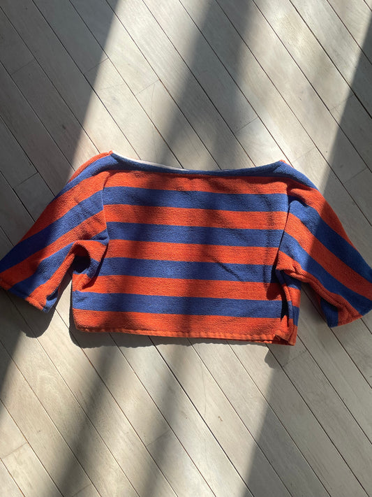 Towel top - Orange/blue stripe
