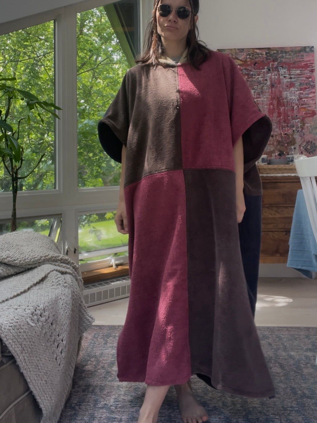 Towel poncho - cherry chocolate