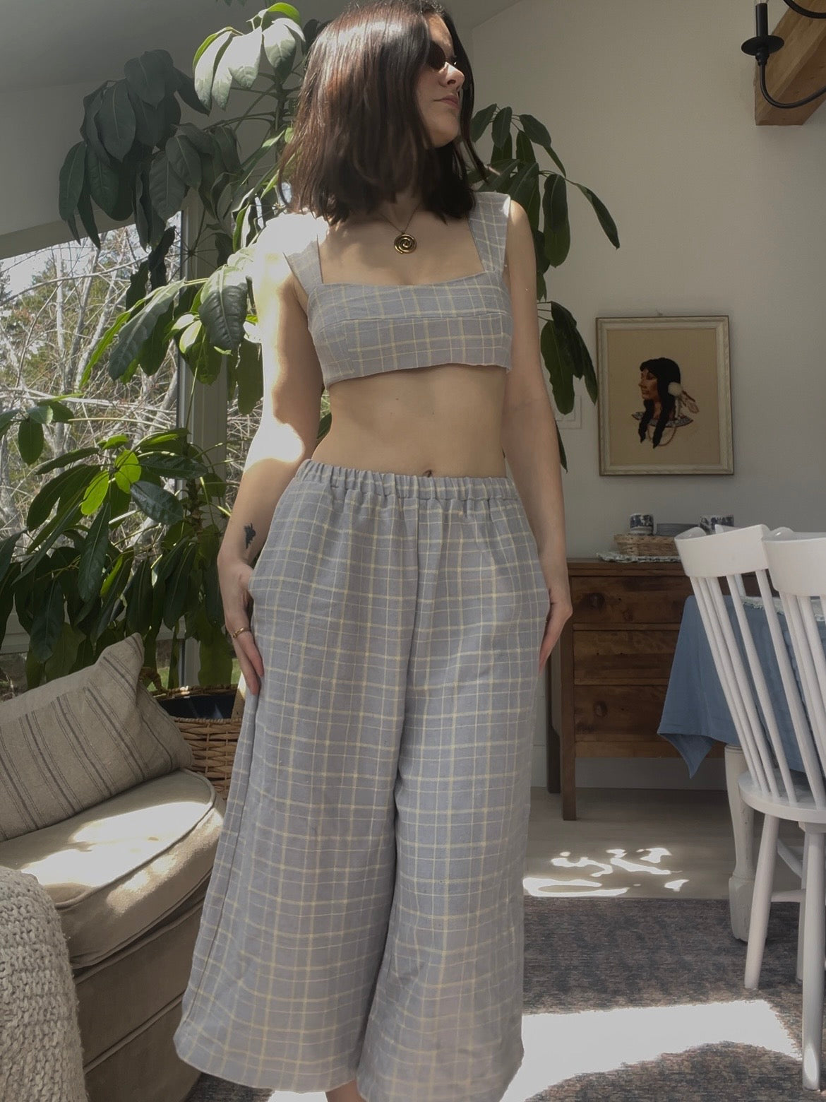 Blue plaid set