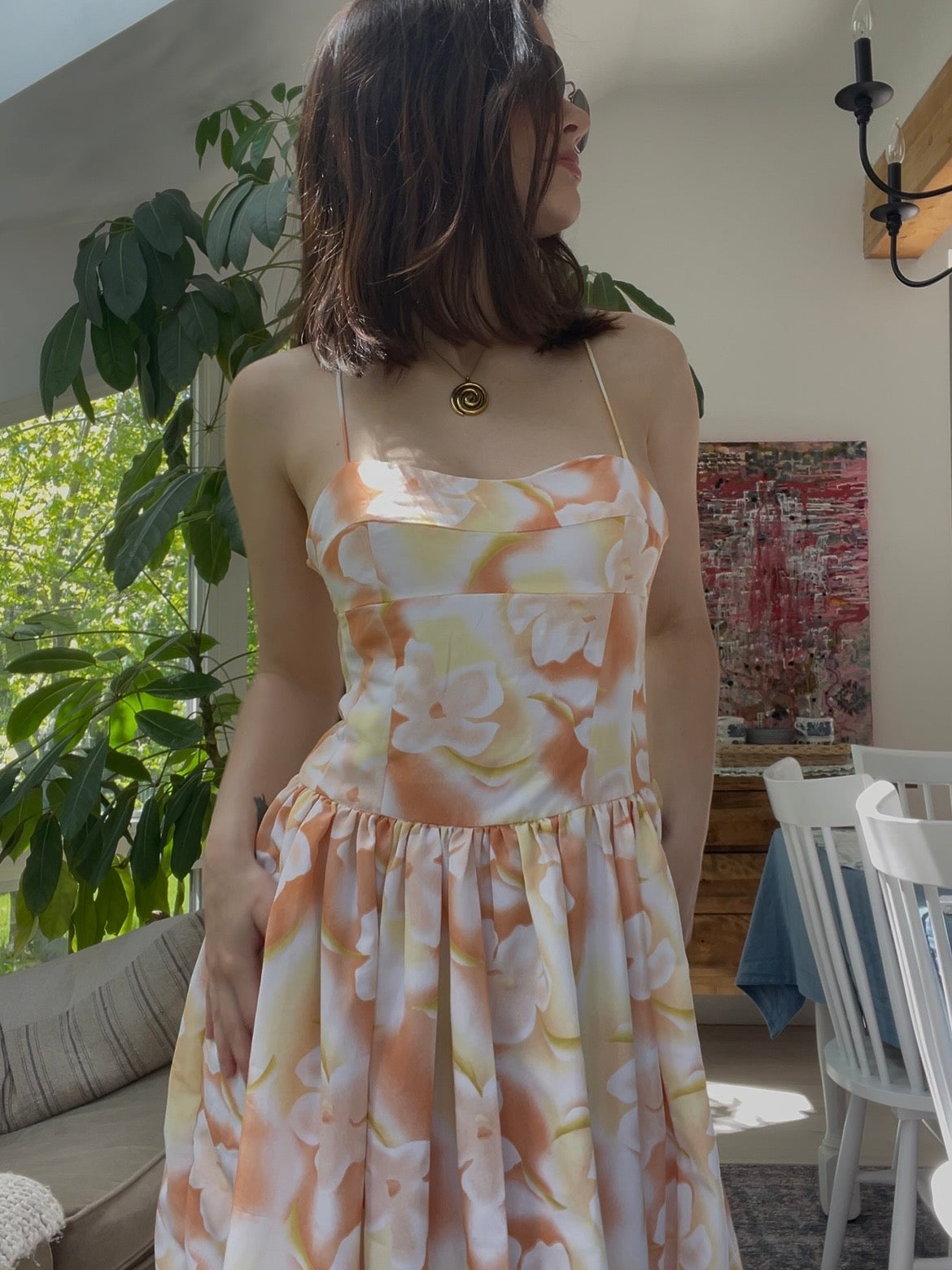 Peach midi dress