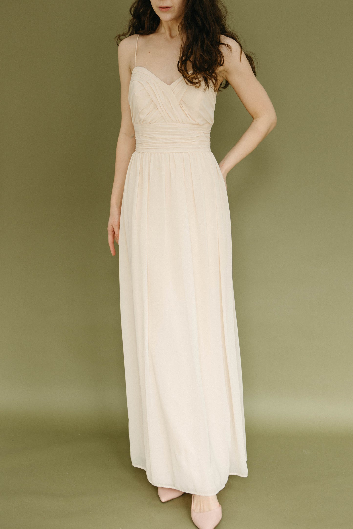 Champagne chiffon maxi dress