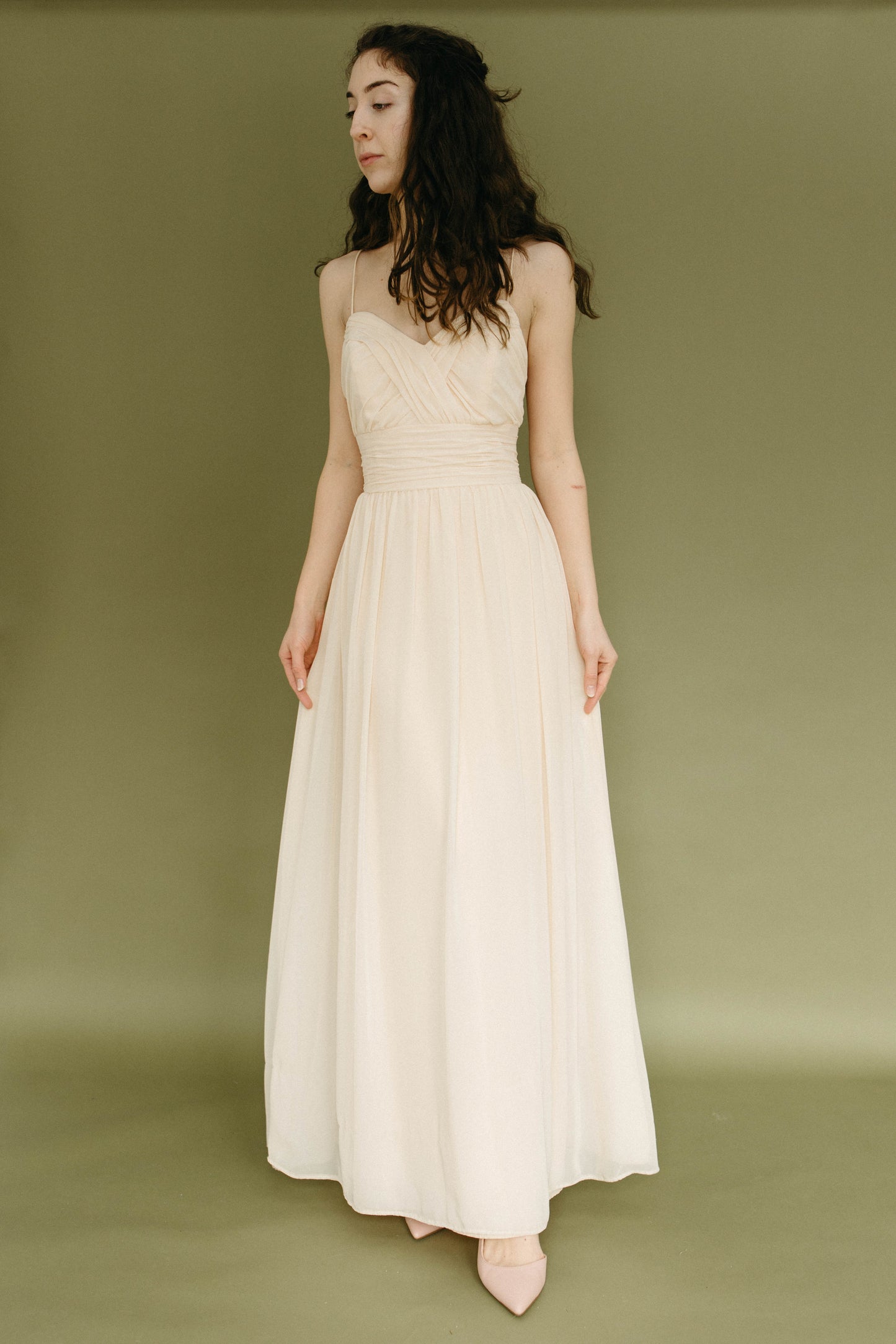 Champagne chiffon maxi dress