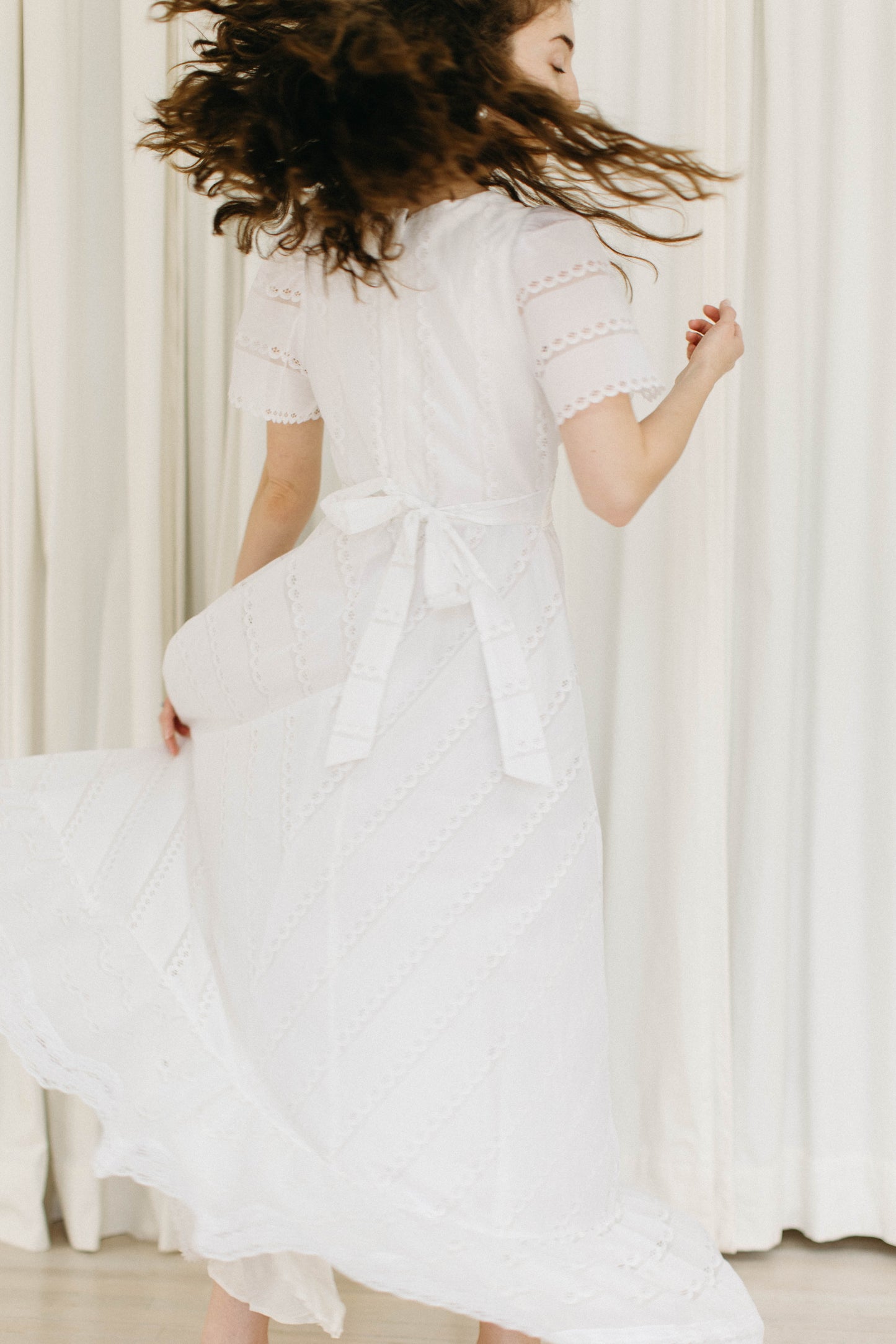 Vintage 70s lace circle skirt dress with lace up bodice