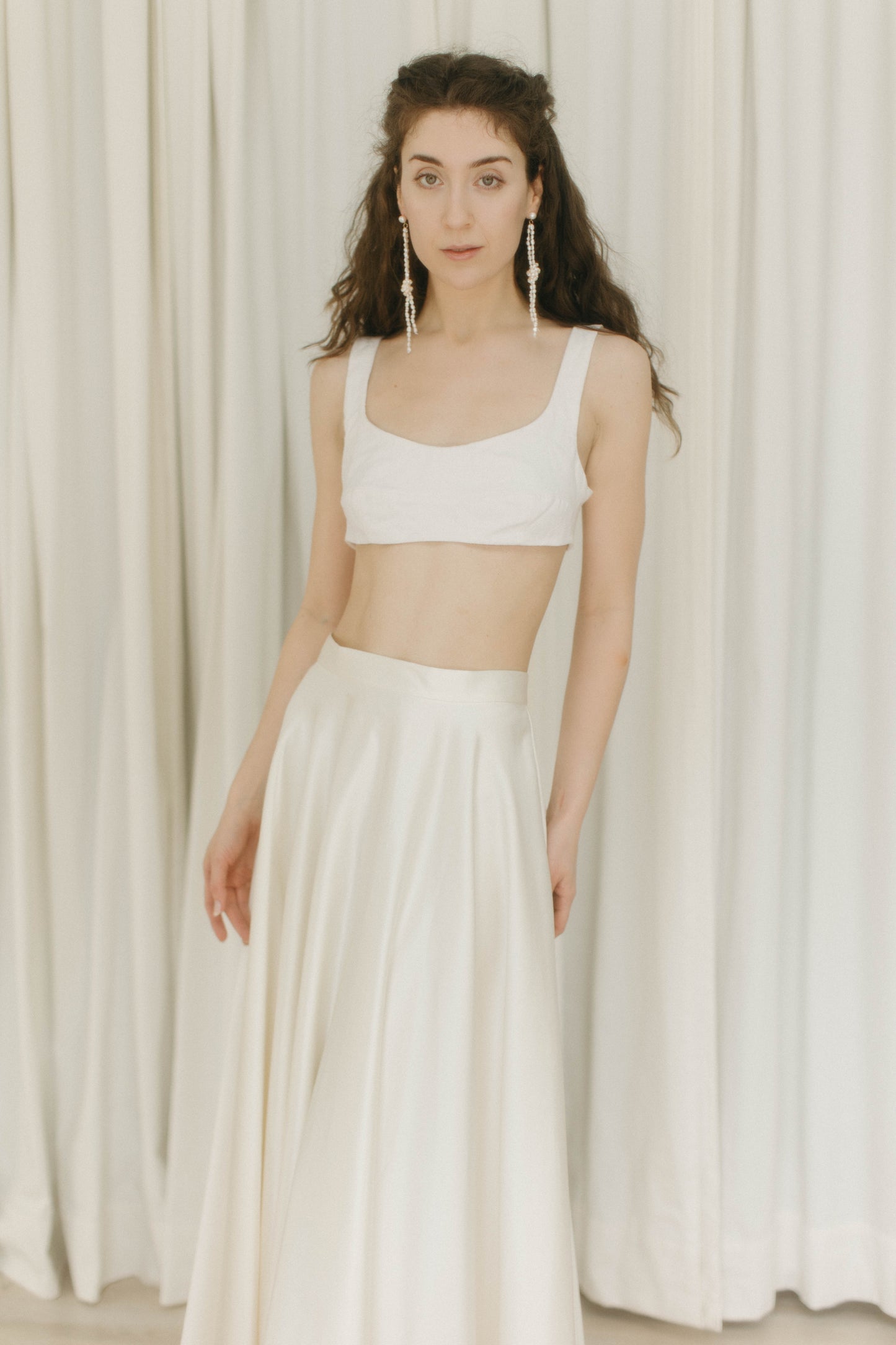 Lake raw silk bra top with lace up back