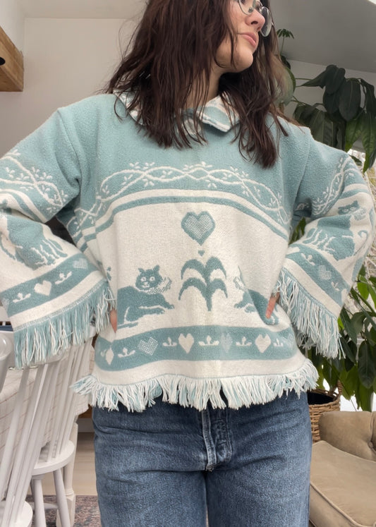 Blanket sweater - Blue cat