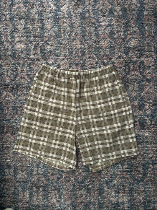 Green plaid shorts