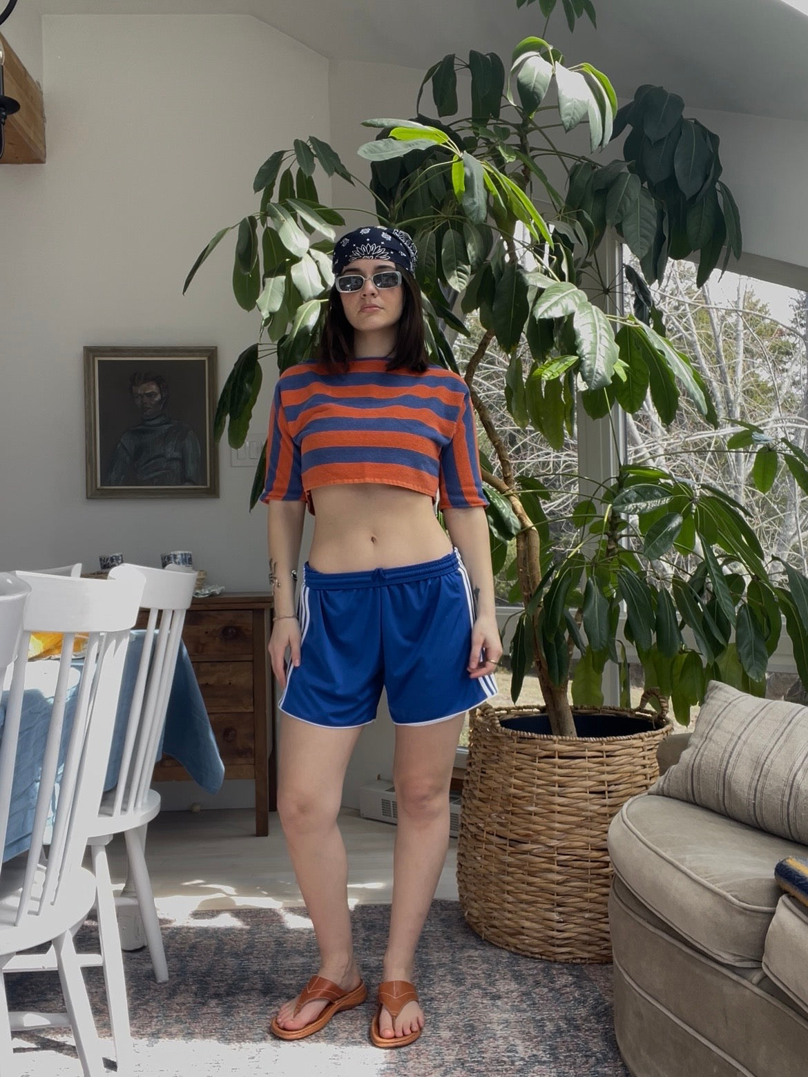 Towel top - Orange/blue stripe