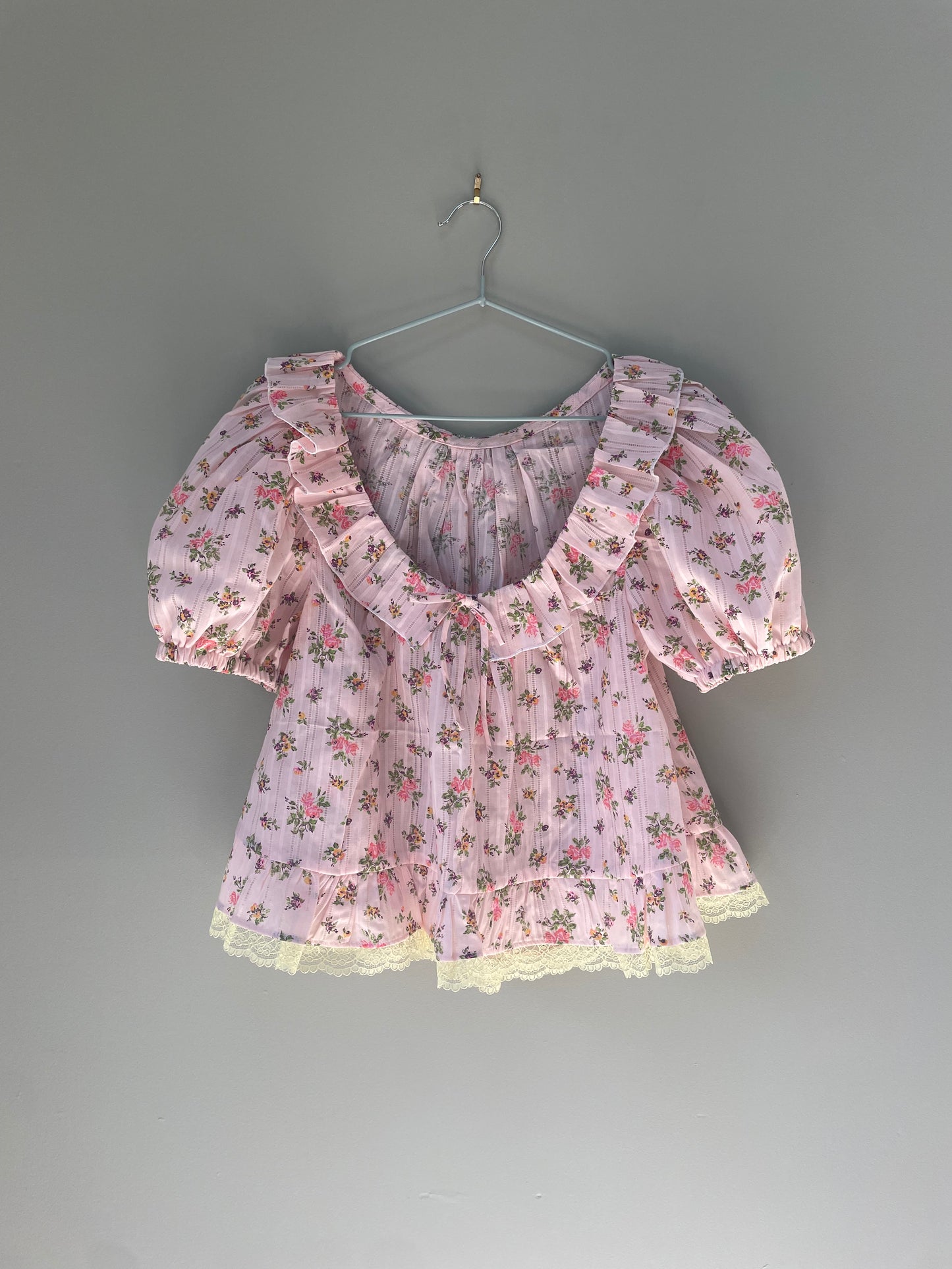 Pink floral blouse