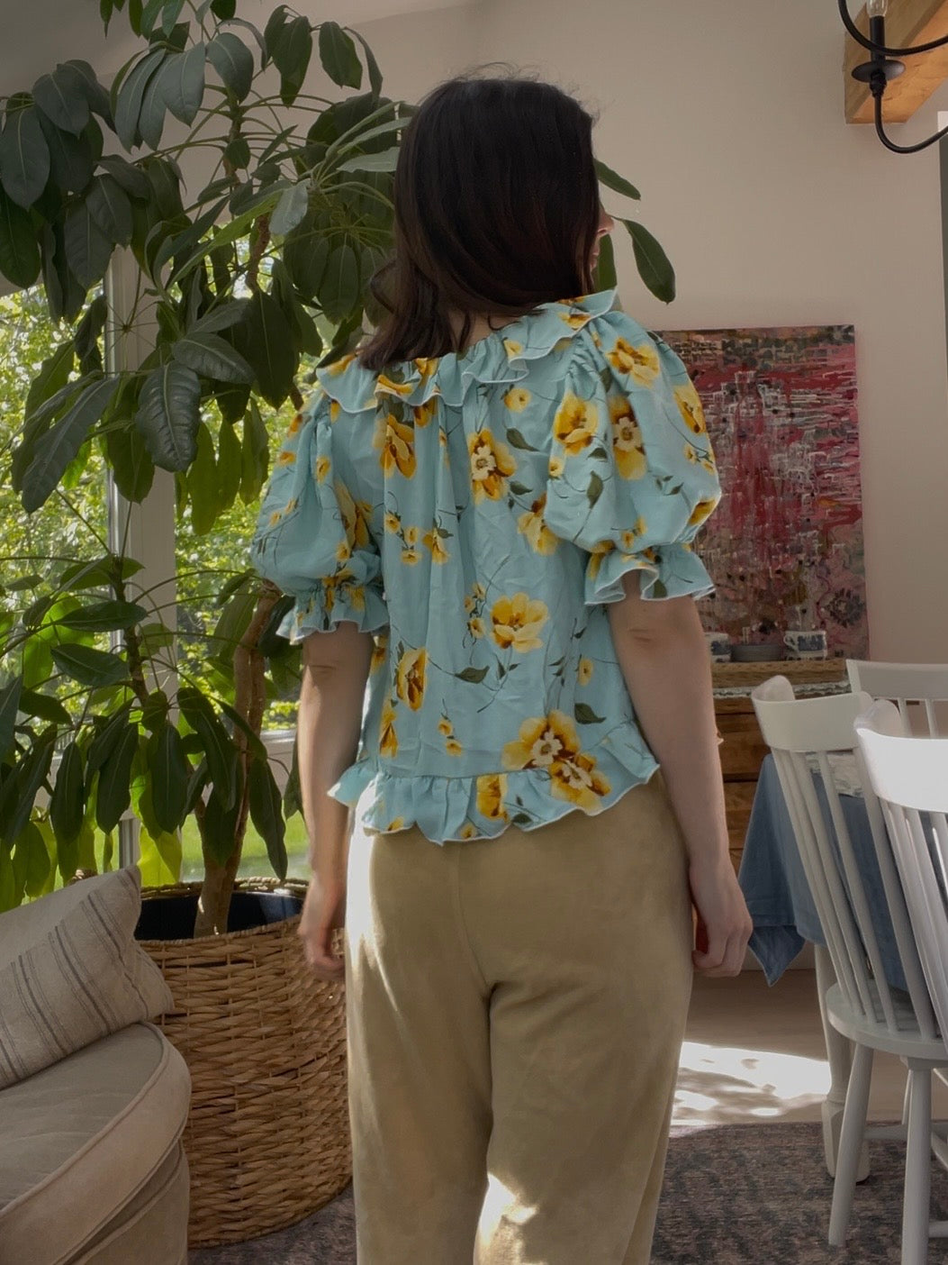 Blue floral blouse