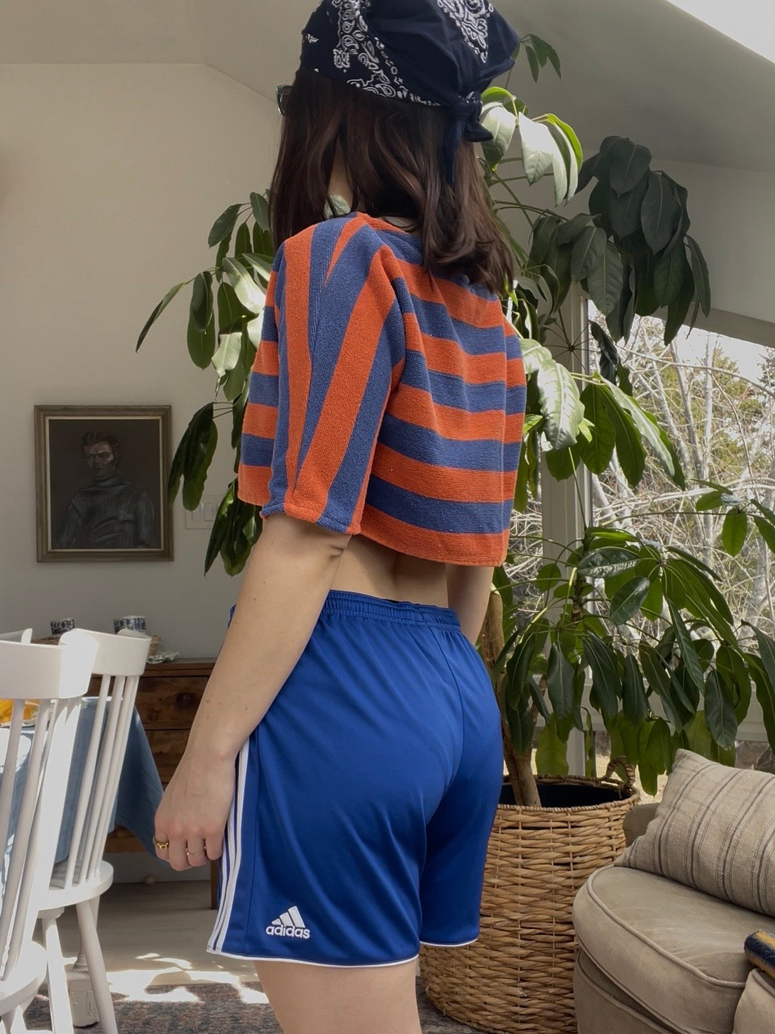 Towel top - Orange/blue stripe