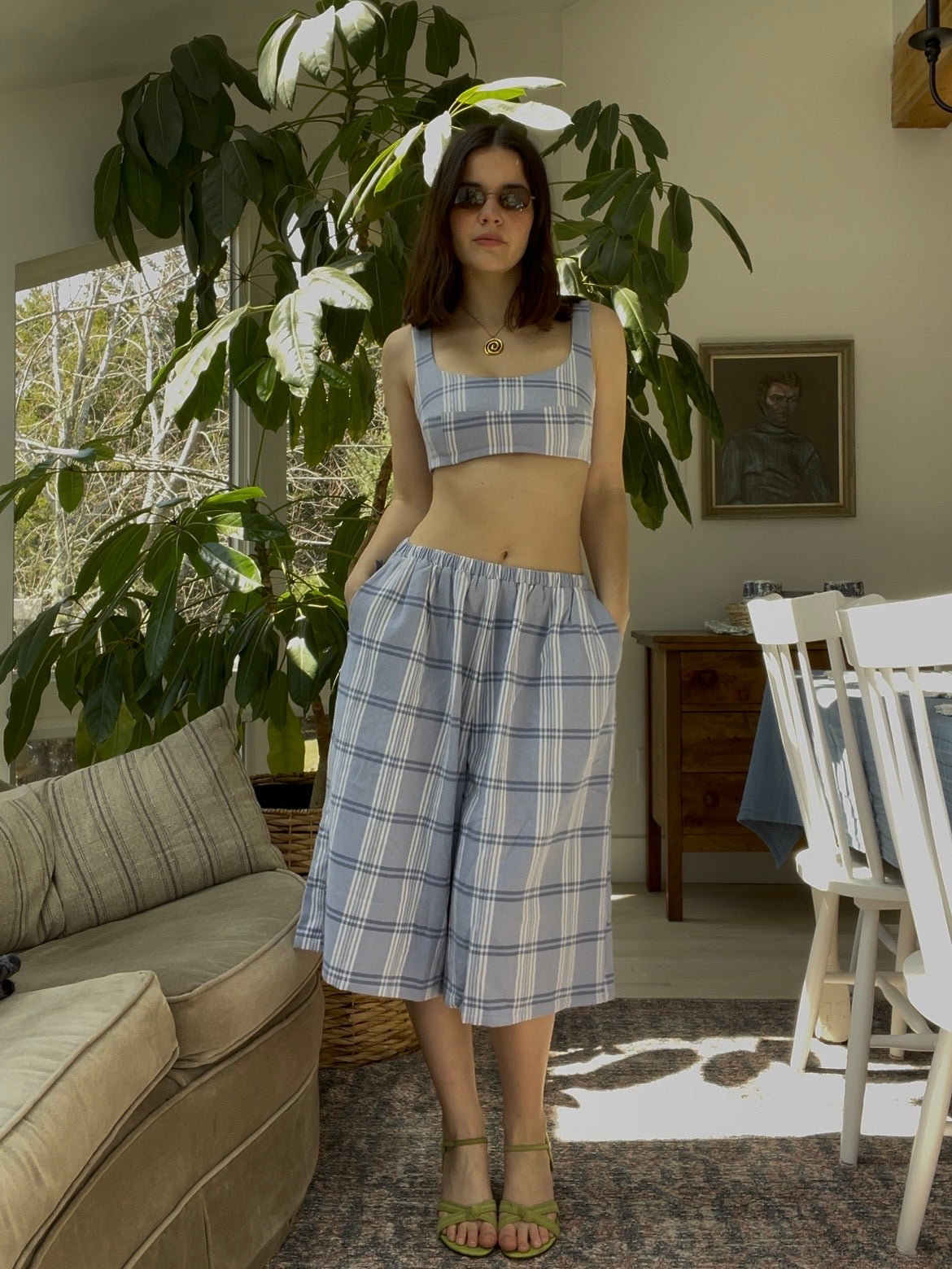 Blue plaid set