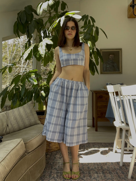 Blue plaid set