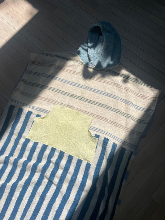 Towel poncho - blue stripes