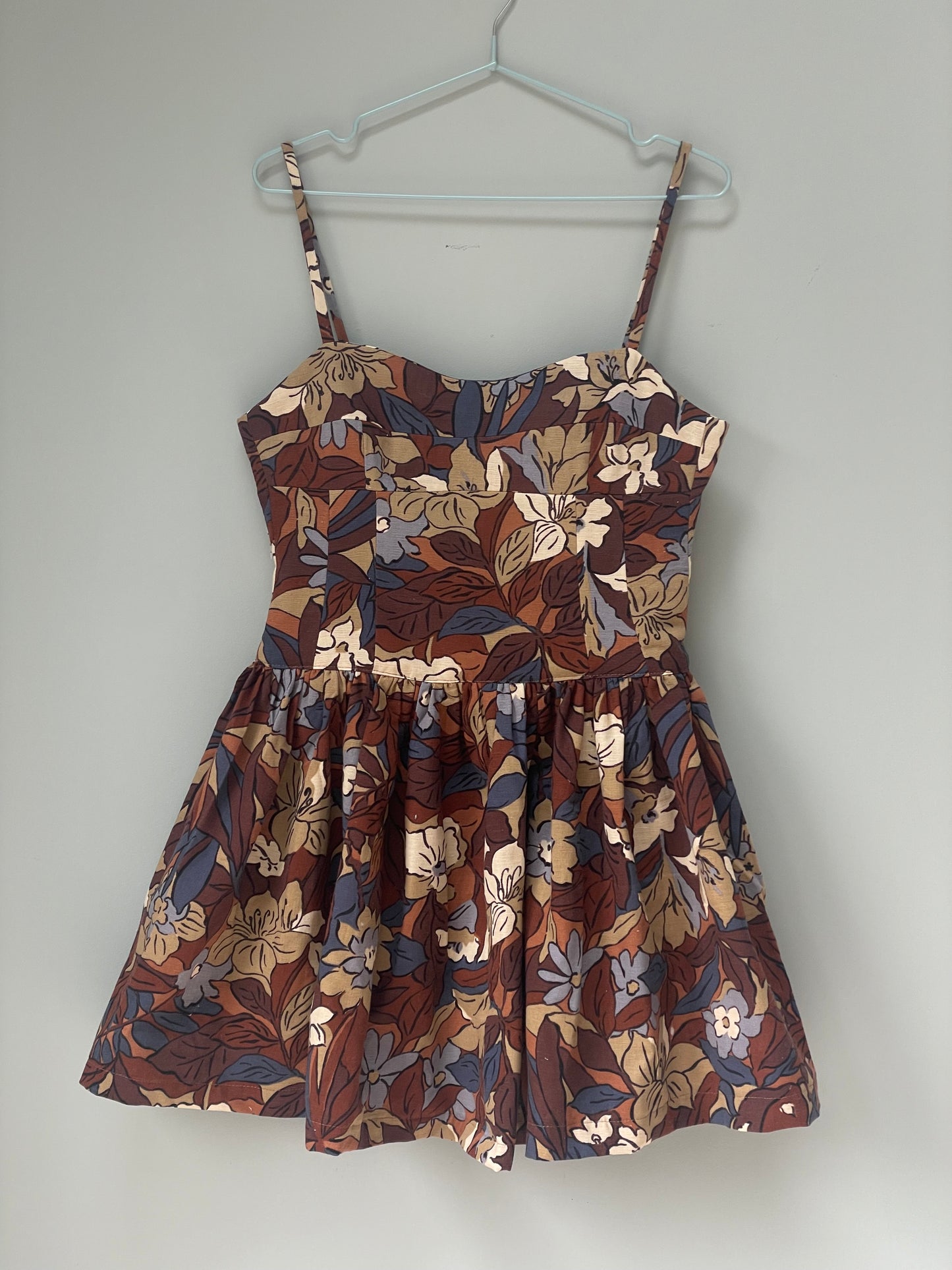 Brown floral mini dress