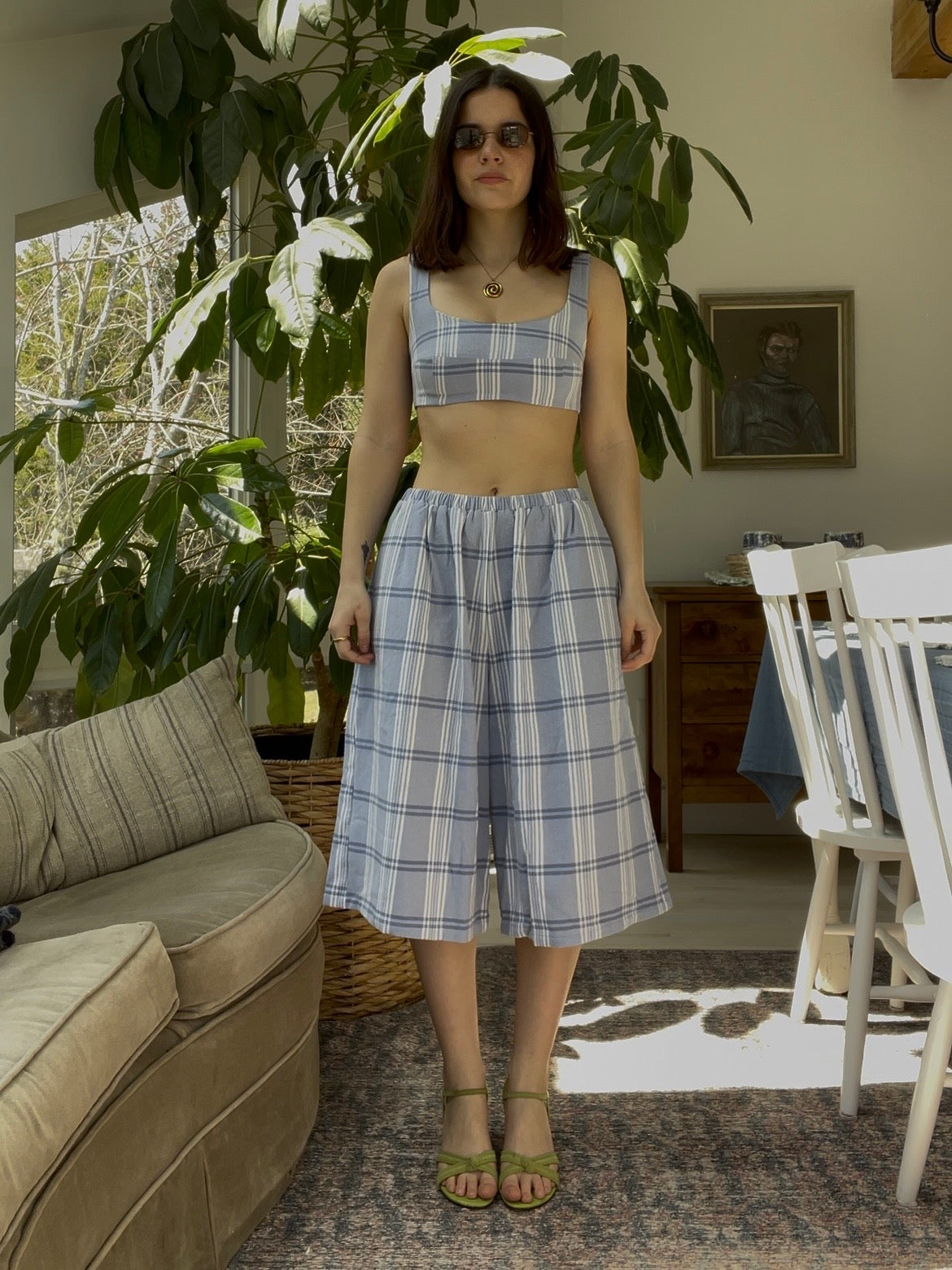 Blue plaid set