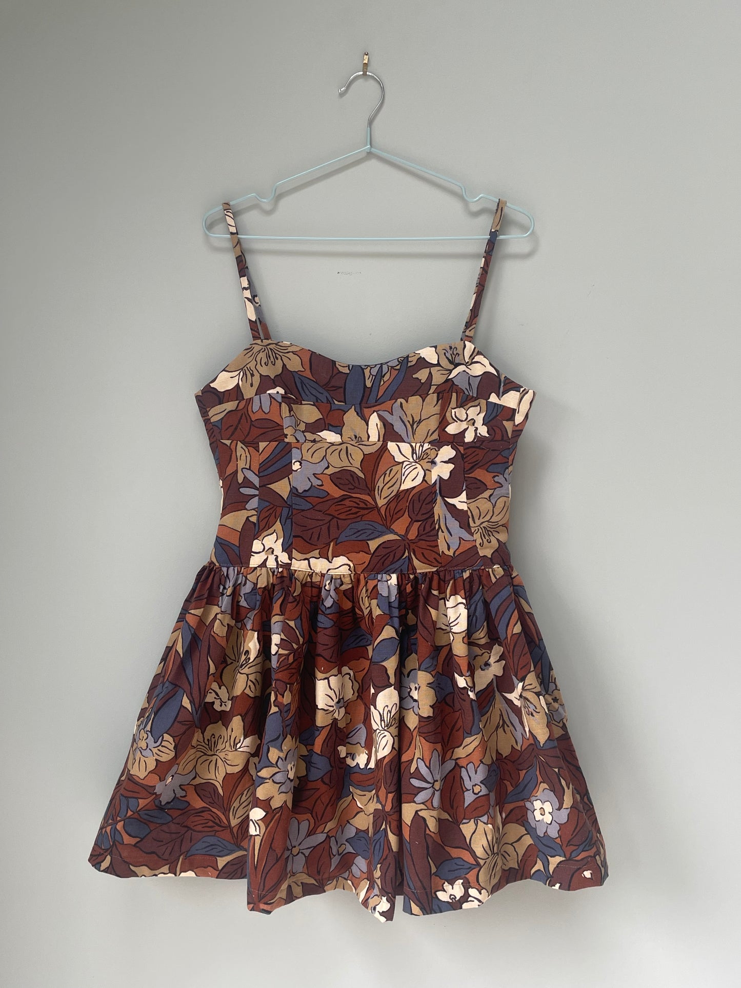 Brown floral mini dress
