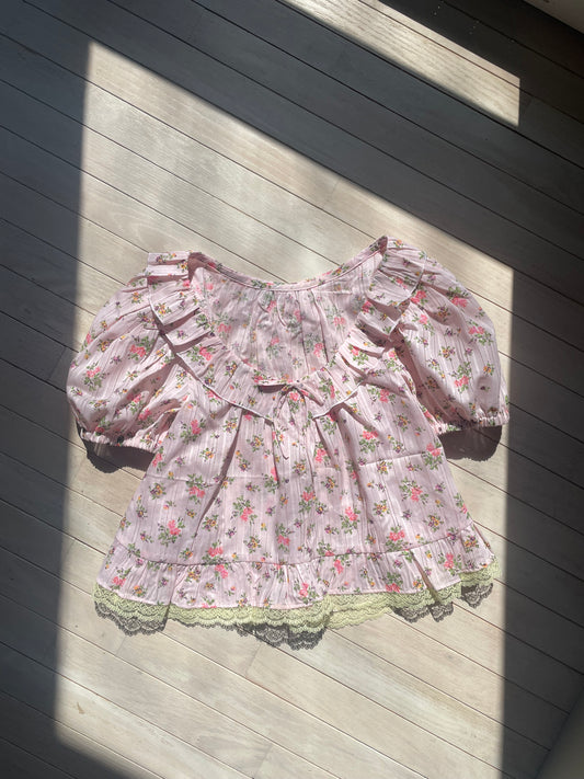 Pink floral blouse