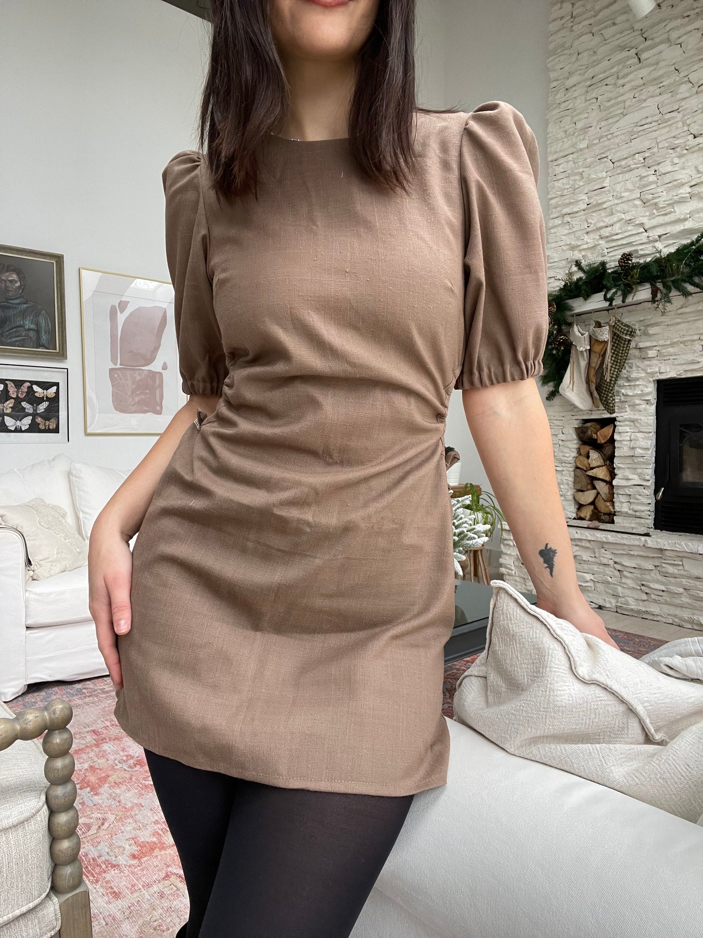 Brown mini dress