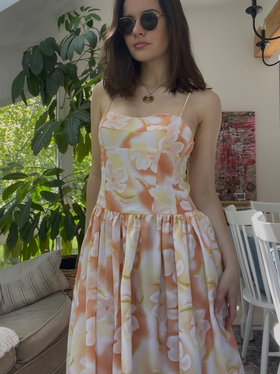 Peach midi dress