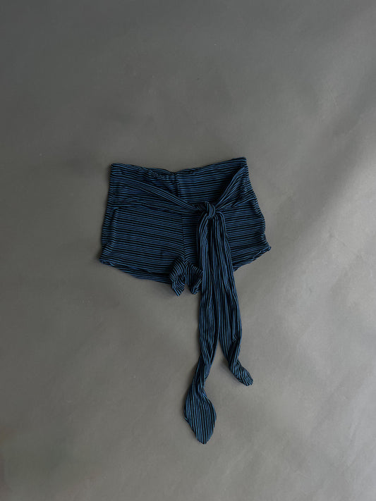 Blue stripe mini shorts