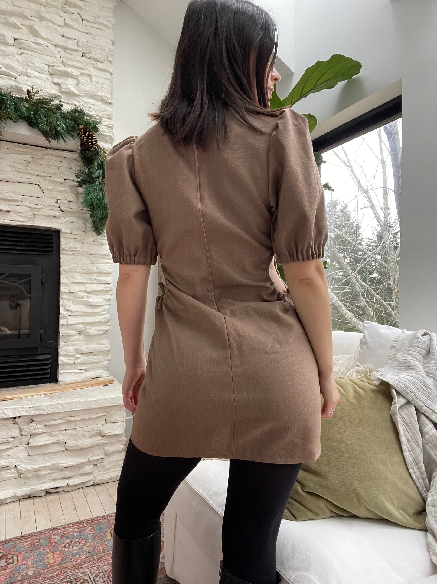 Brown mini dress