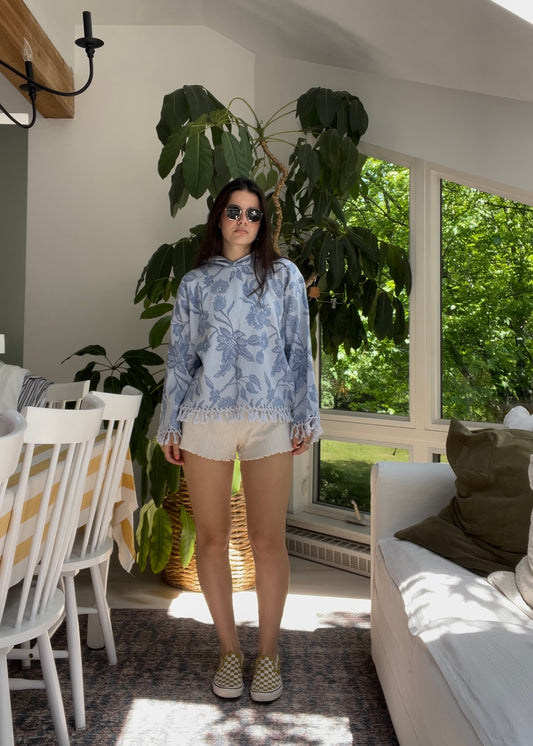 Blanket hoodie - Blue floral