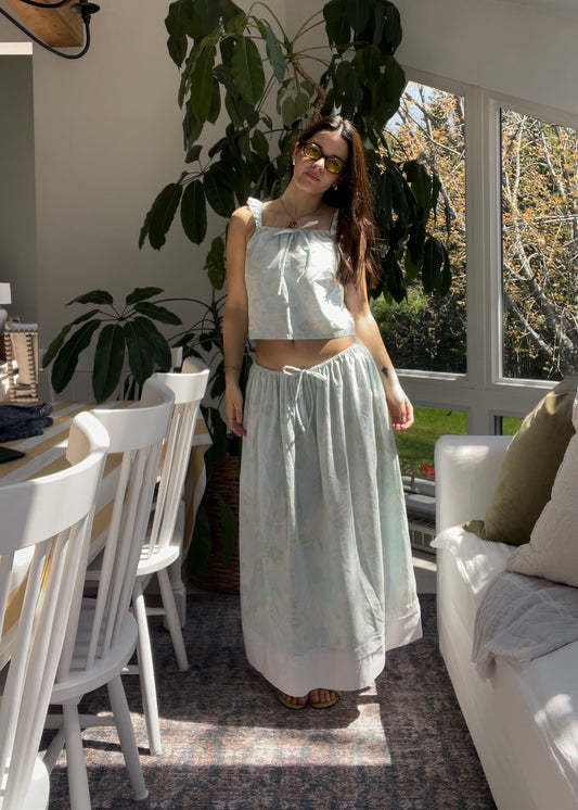 Blue floral maxi skirt