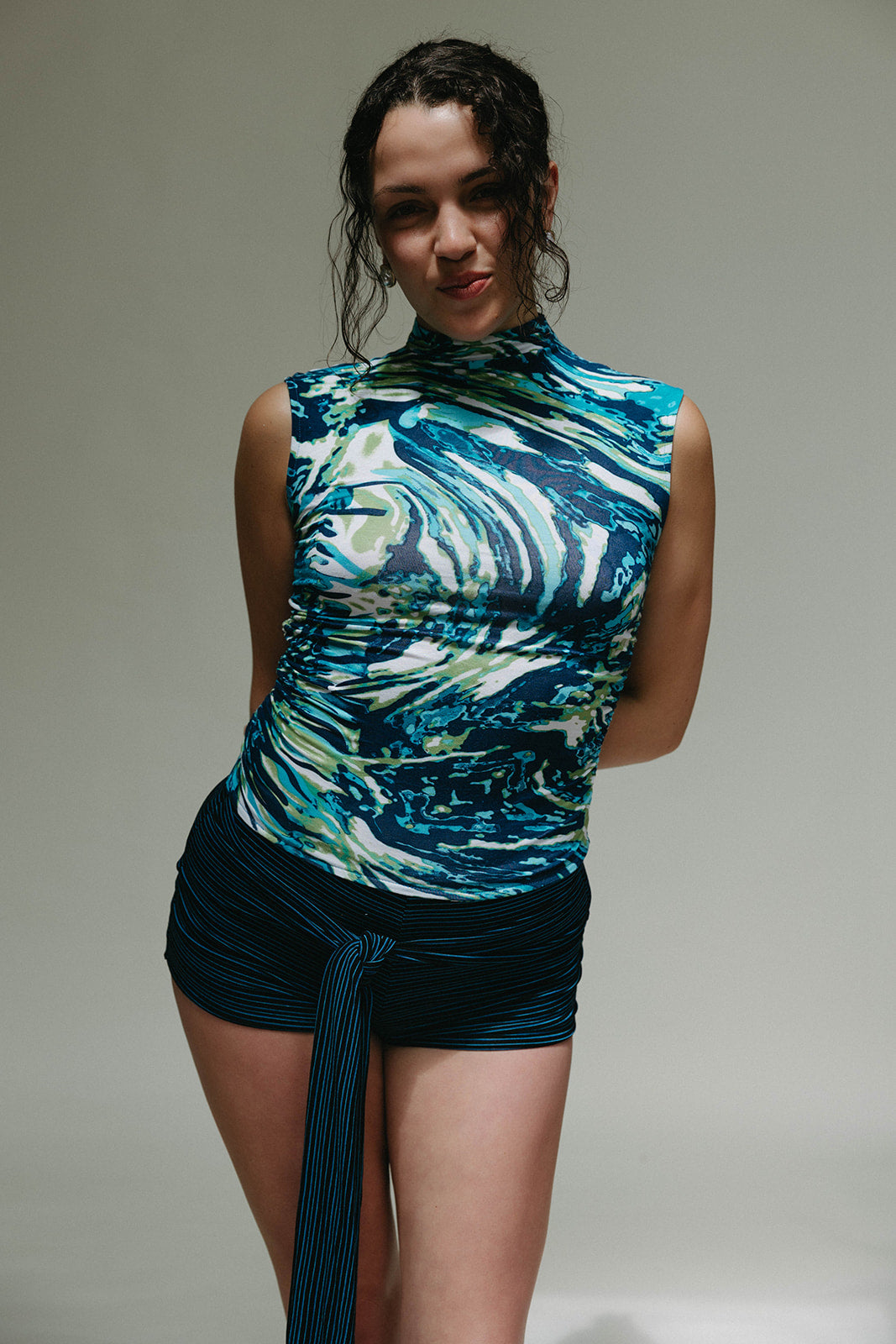 Groovy mock neck tank top