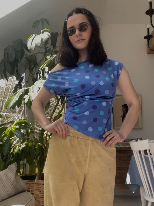 Blue polka dot top