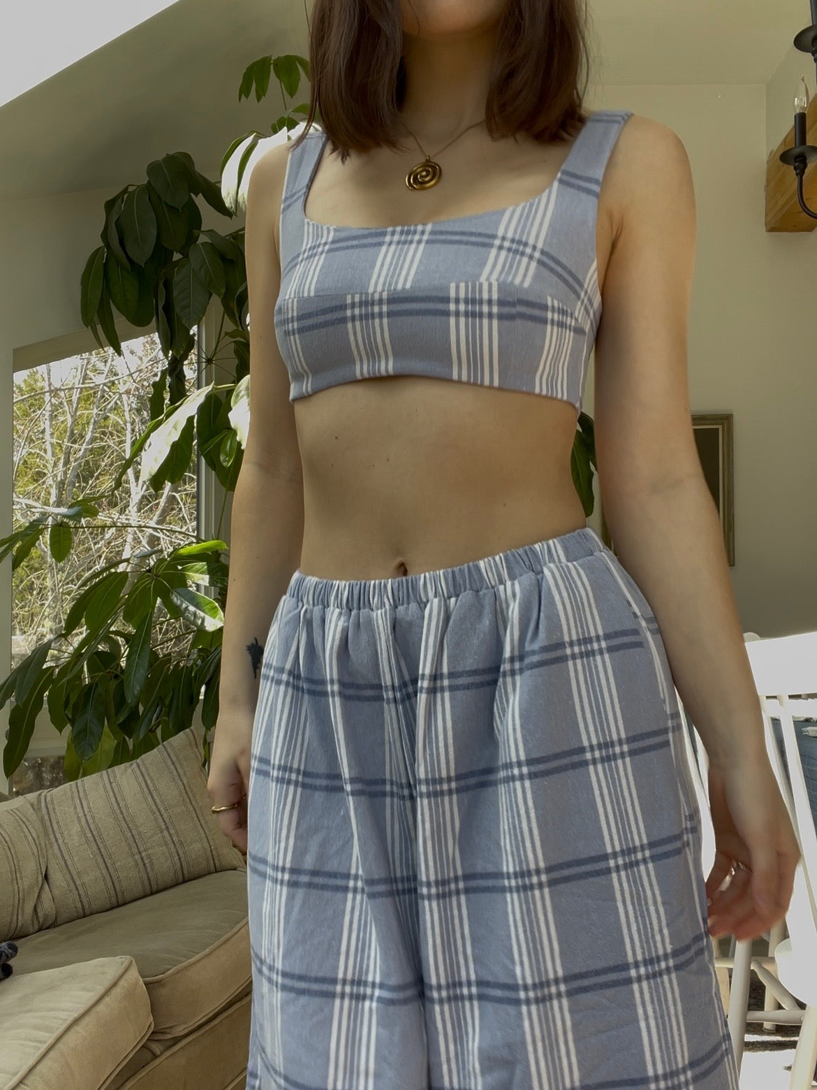 Blue plaid set