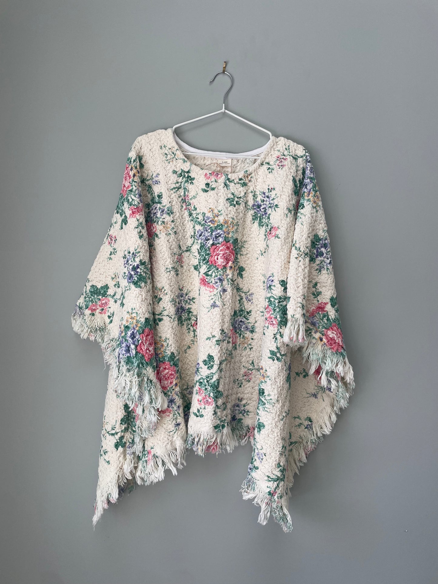 Floral blanket poncho