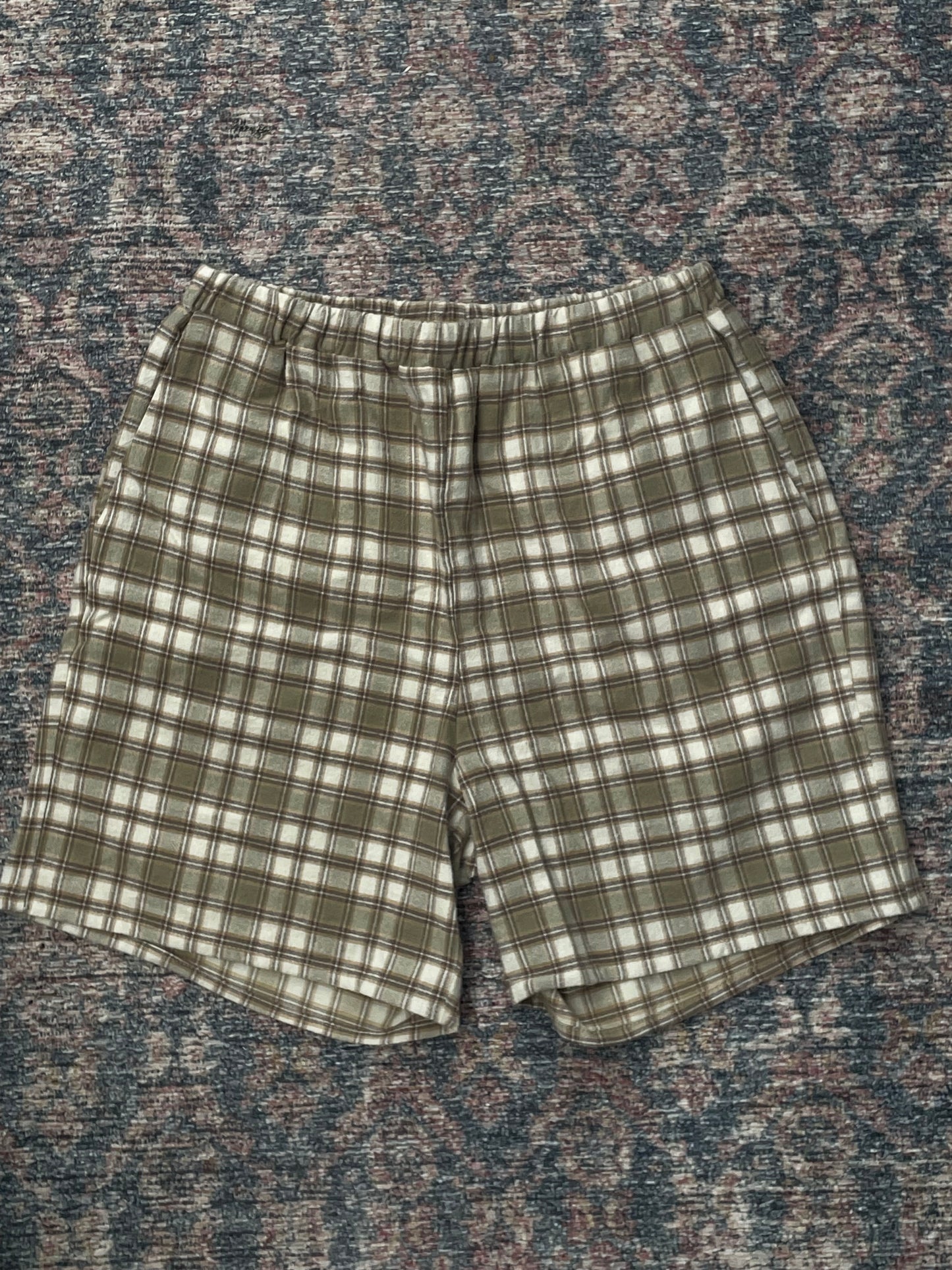 Green plaid shorts