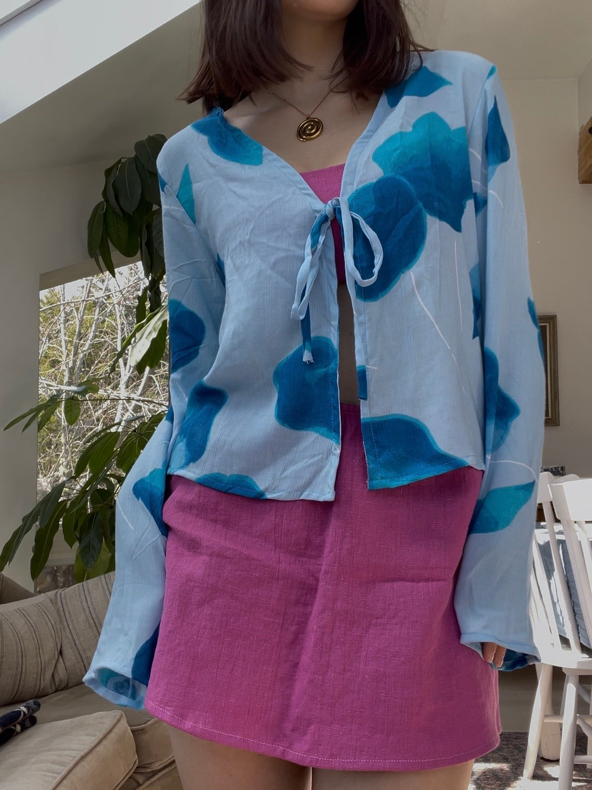 Sky blue tie top