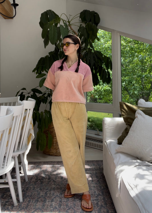Towel football tee - peachy