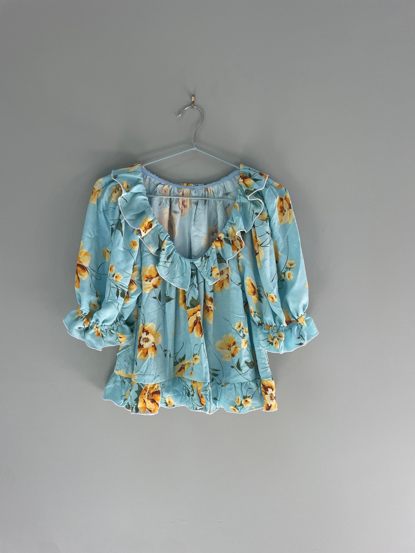 Blue floral blouse