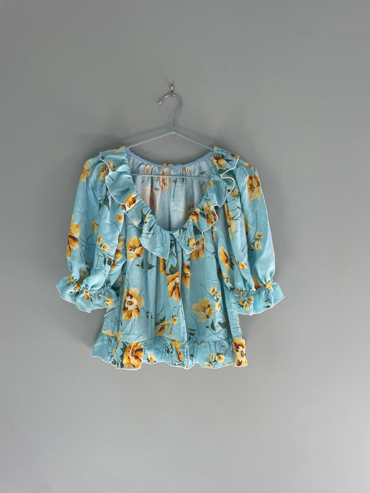 Blue floral blouse