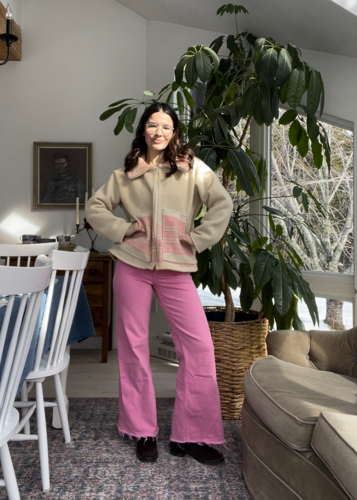 Blanket jacket - Pink stripe