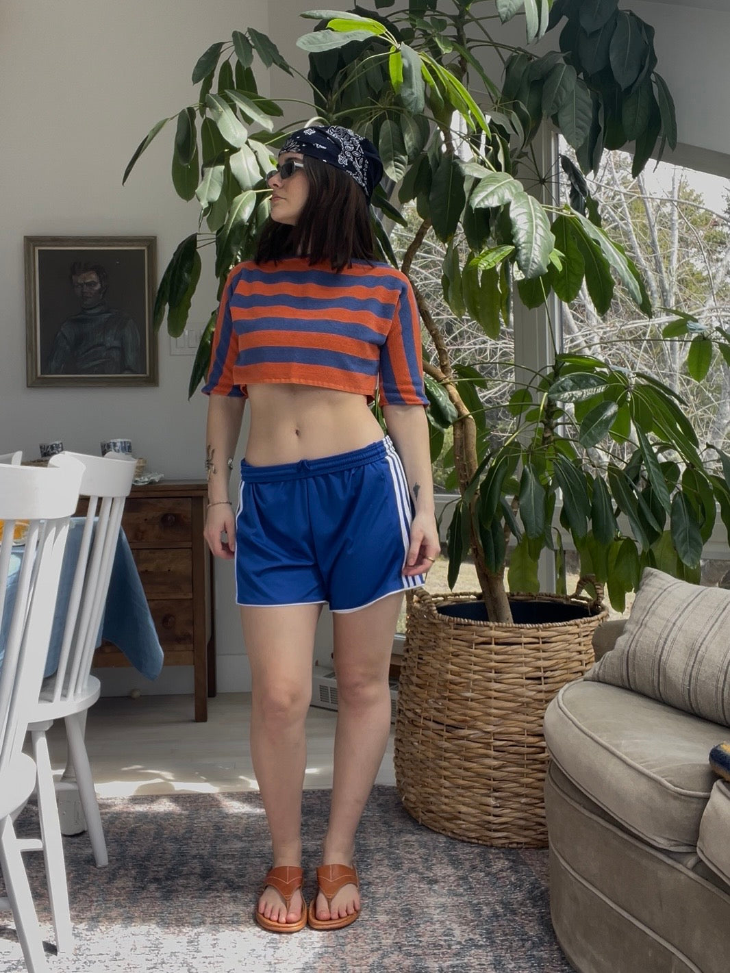Towel top - Orange/blue stripe