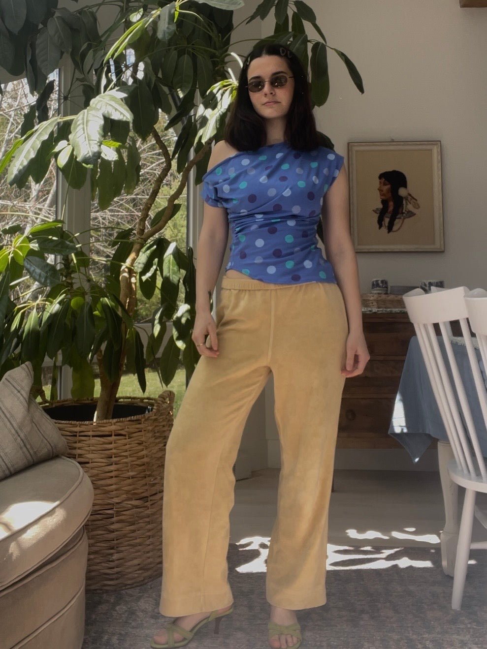 Blue polka dot top