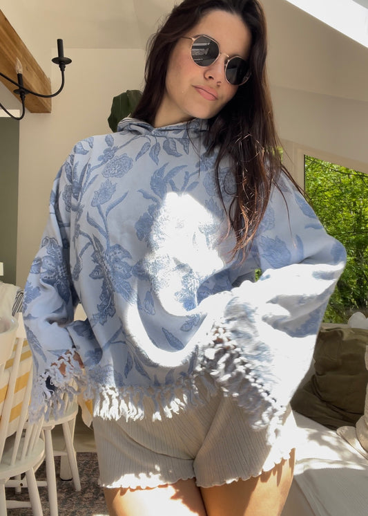Blanket hoodie - Blue floral