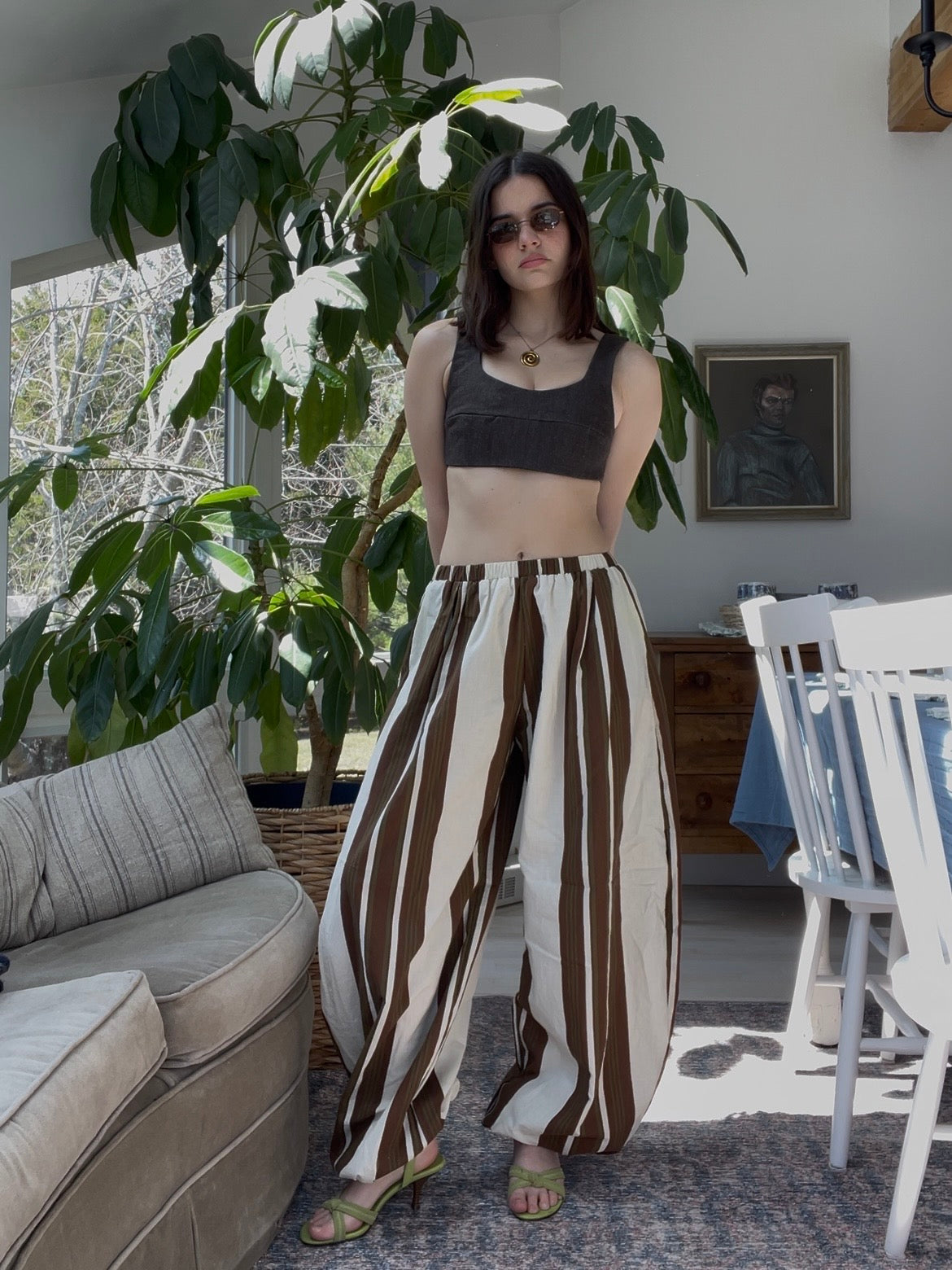 Brown denim bra top