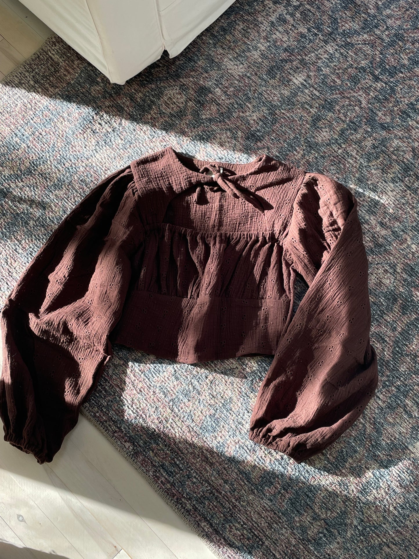 Brown eyelet blouse