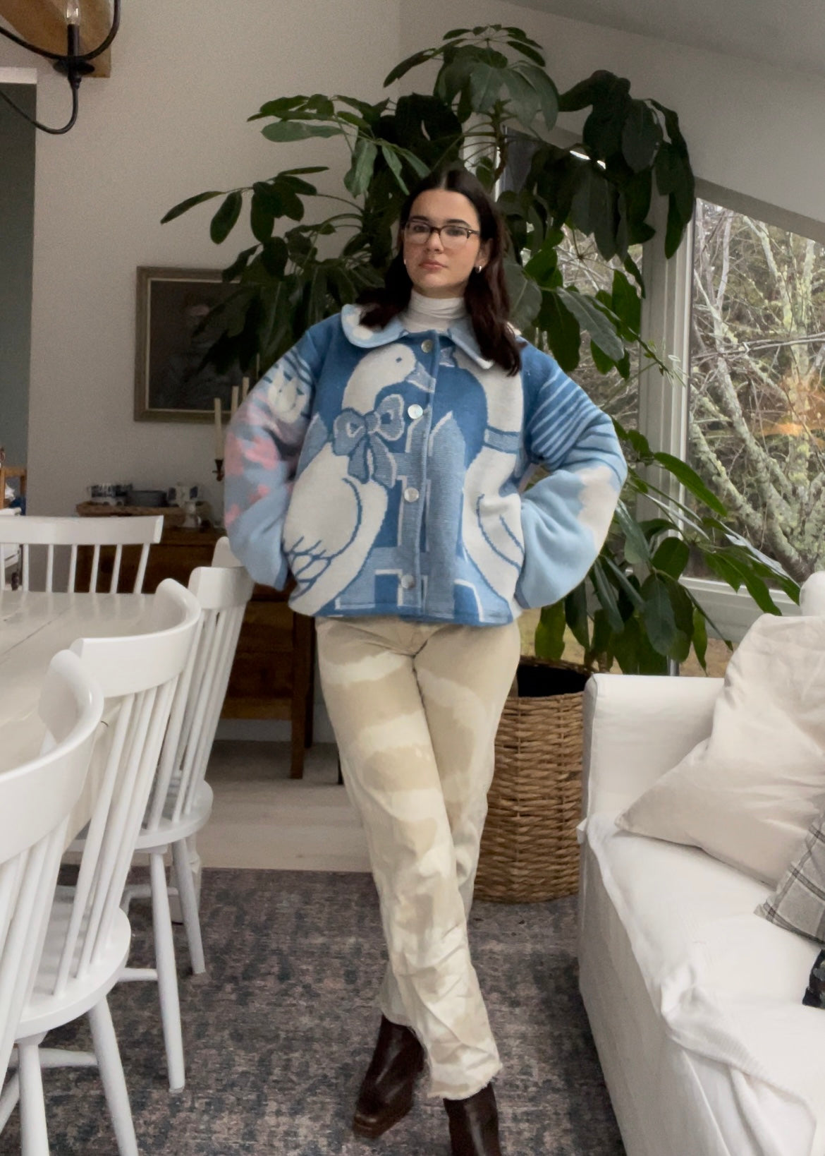 Blanket jacket - Blue Geese