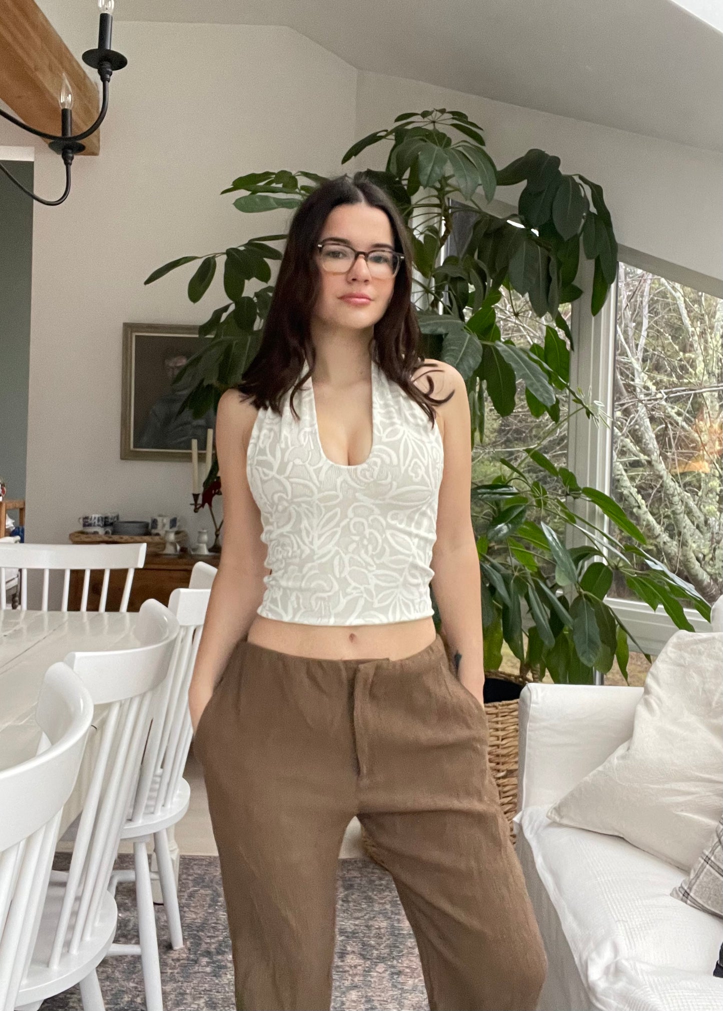 Cream halter top